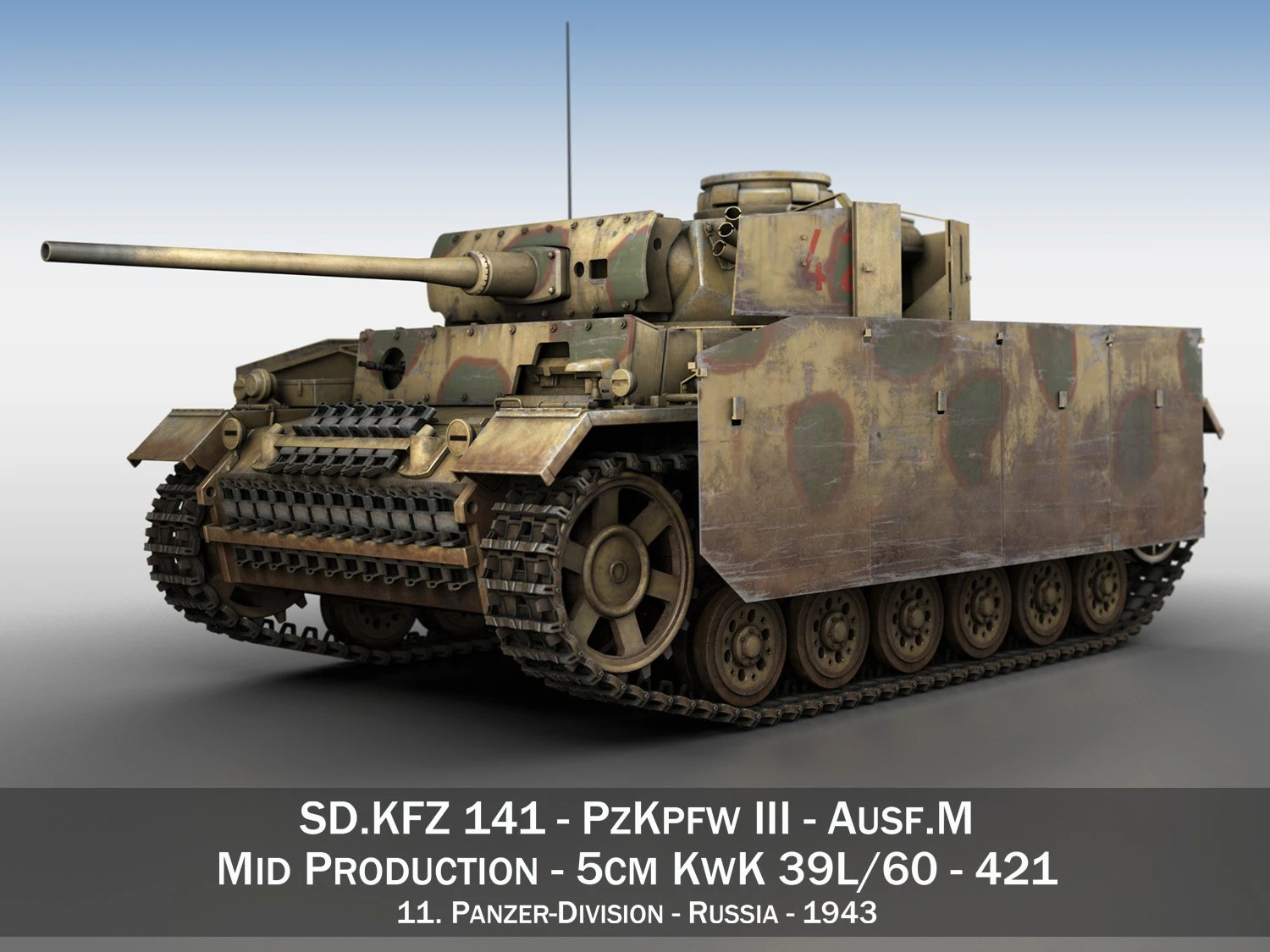pzkpfw iii - panzer 3 - ausfm - 421 3D Model .c4d .max .obj .3ds .fbx .stl .blend 