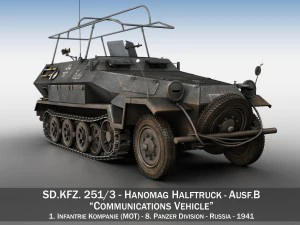 sdkfz 251 ausf b - ve&iacute;culo de comunica&ccedil;&otilde;es - 8pd Modelo 3D