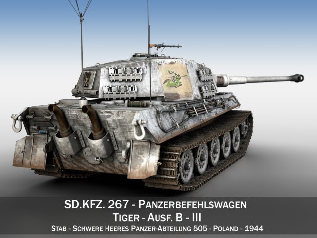panzerbefehlswagen tiger - ausf b - iii 3D Модель .c4d .max .obj .3ds .fbx .stl .blend 