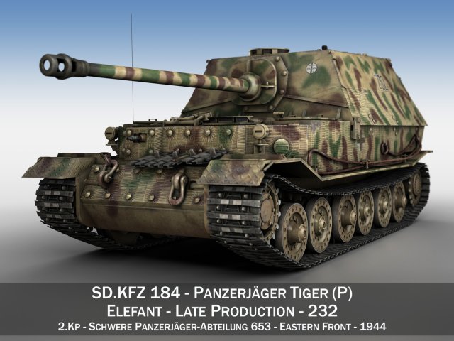 elefant tank destroyer - tiger p - 232 3D Модель .c4d .max .obj .3ds .fbx .stl .blend 