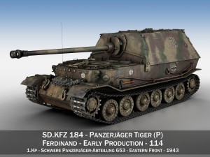 ferdinand tank destroyer - tiger p - 114 3D Model