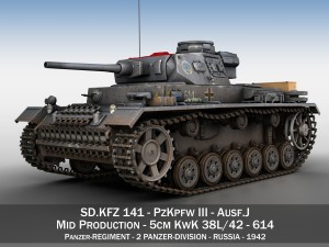 pzkpfw iii - panzer 3 - ausfj - 614 3D Model