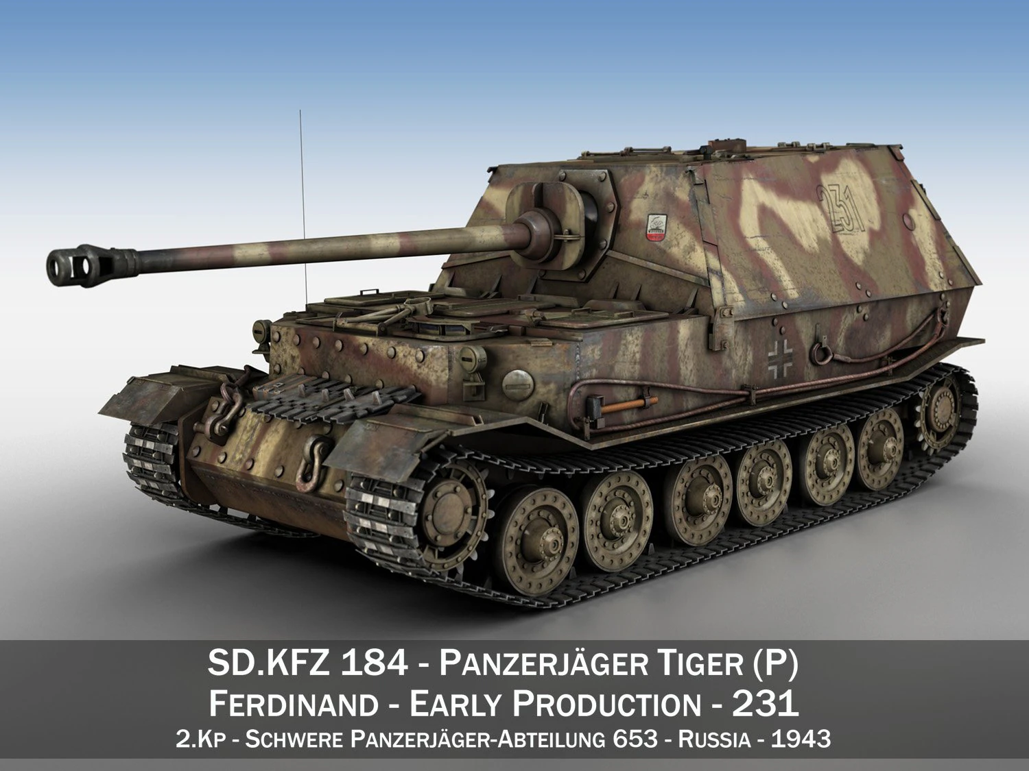 ferdinand tank destroyer - tiger p - 231 3D Model .c4d .max .obj .3ds .fbx .stl .blend 