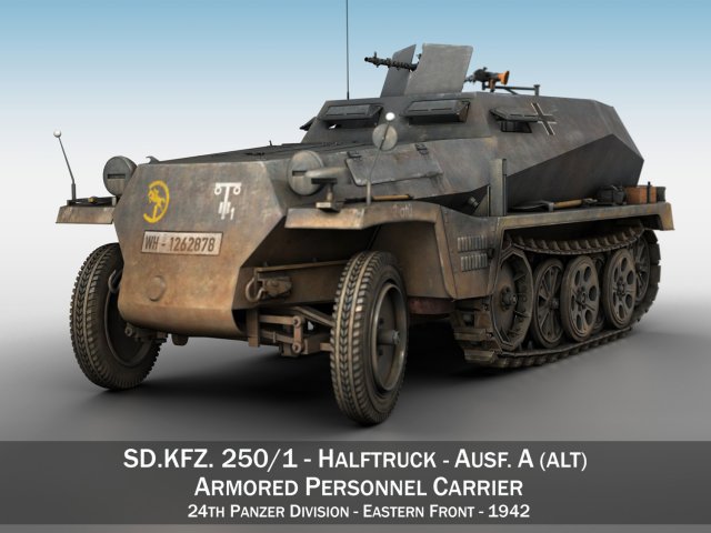 sdkfz 250 - halftruck - 24pd Modello 3D .c4d .max .obj .3ds .fbx .stl .blend 