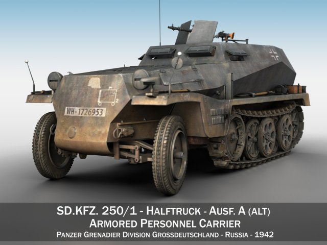 sdkfz 250 - halftruck - pzgrendiv 3D 模型 .c4d .max .obj .3ds .fbx .stl .blend 