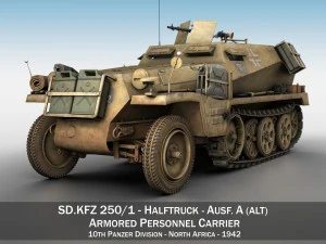 SDKFZ 250 - ハーフトラック - 10pd 3Dモデル