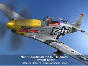 north american p-51d - detroit miss 3D 모델