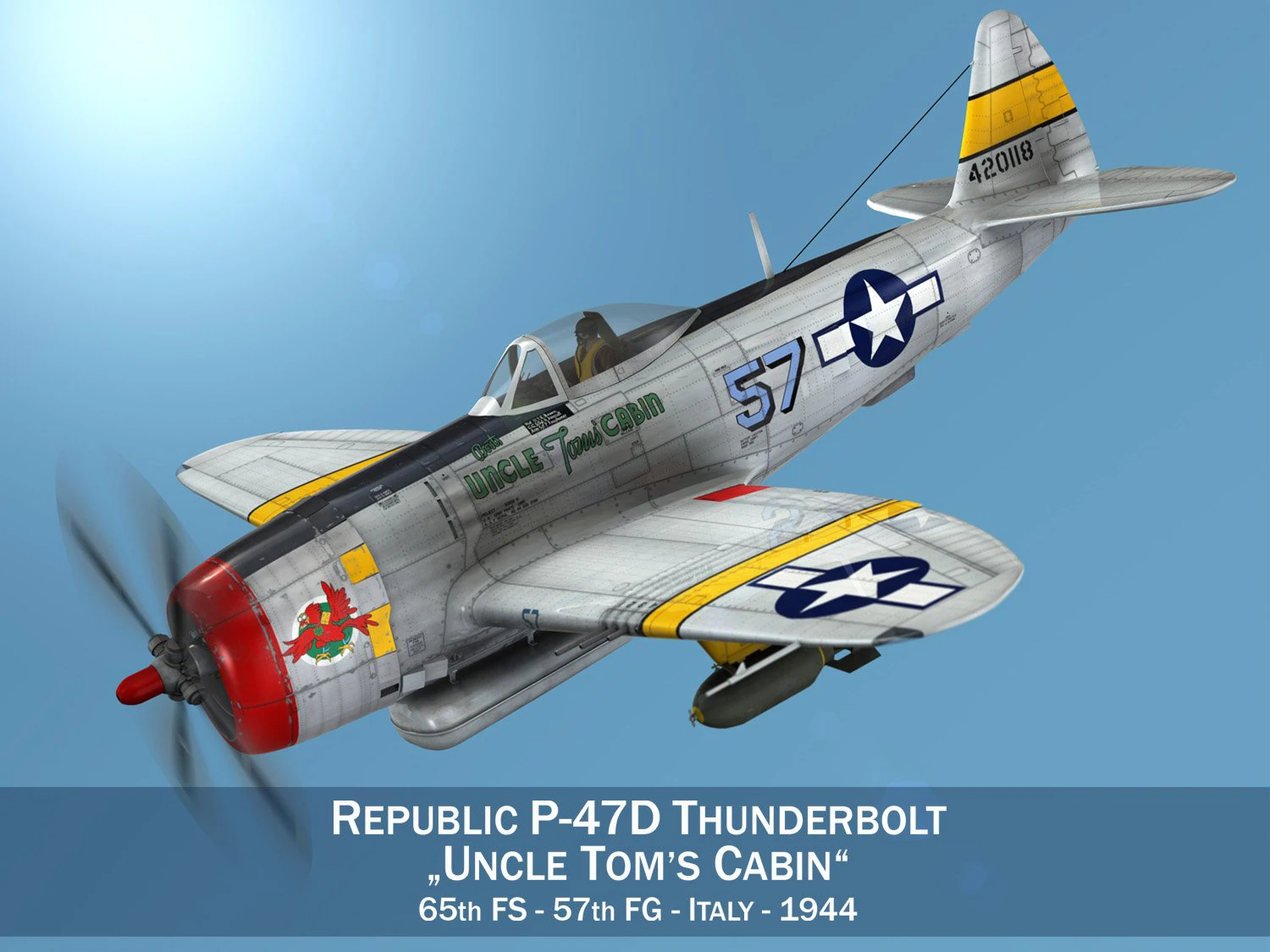 republic p-47d thunderbolt - uncle toms cabin 3D Model .c4d .max .obj .3ds .fbx .stl .blend 