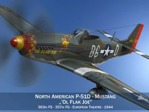 북미 p-51d - ol flak joe 3D 모델