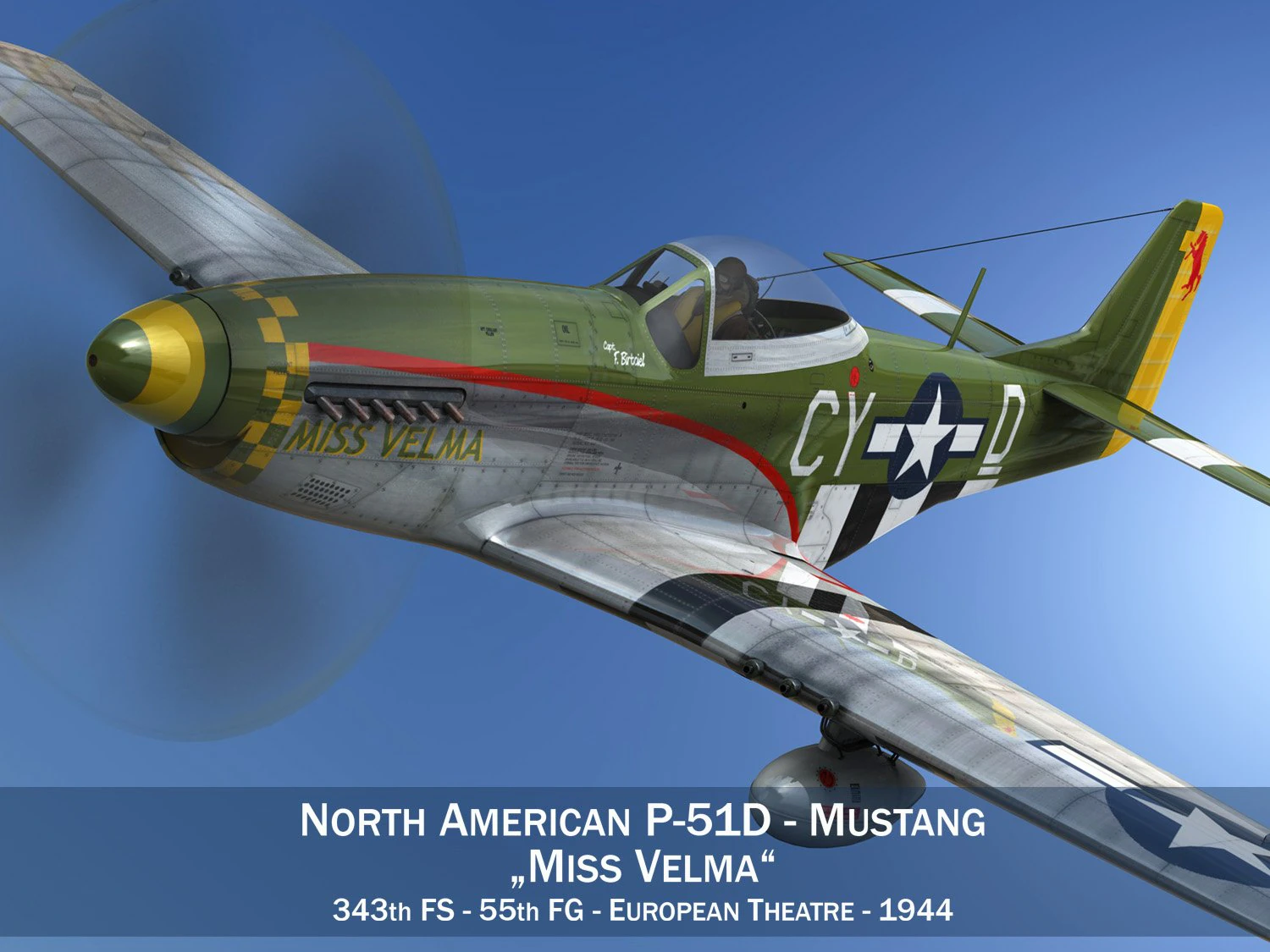 north american p-51d - miss velma 3D Model .c4d .max .obj .3ds .fbx .stl .blend 