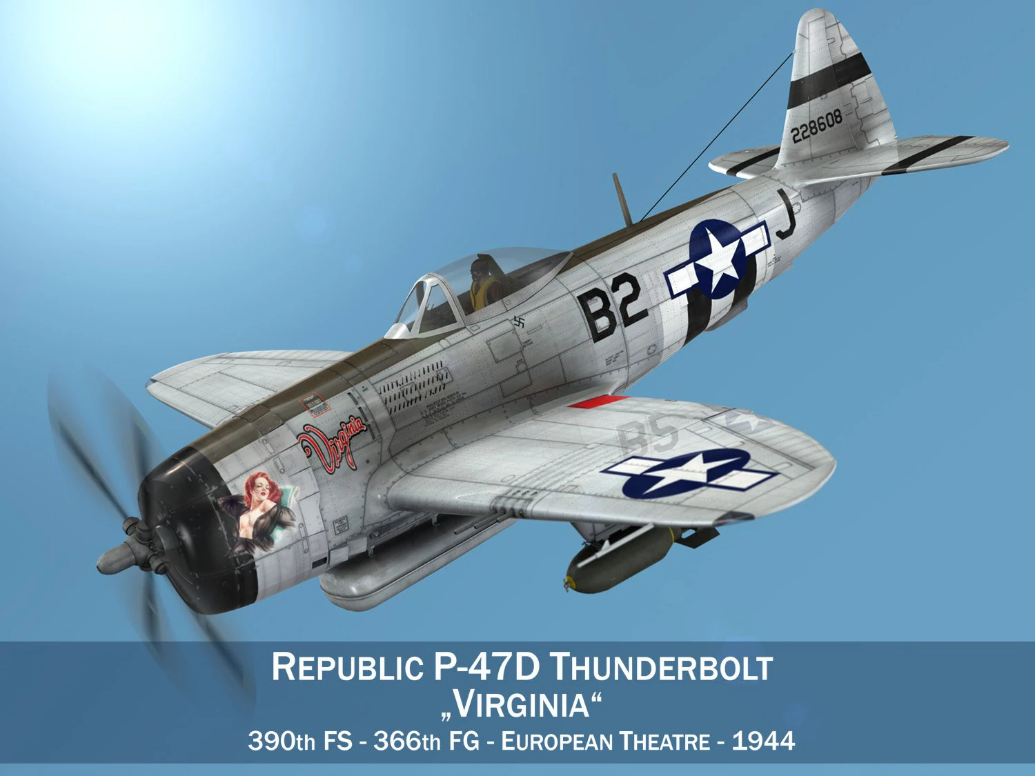 republic p-47d thunderbolt - virginia 3D Model .c4d .max .obj .3ds .fbx .stl .blend 