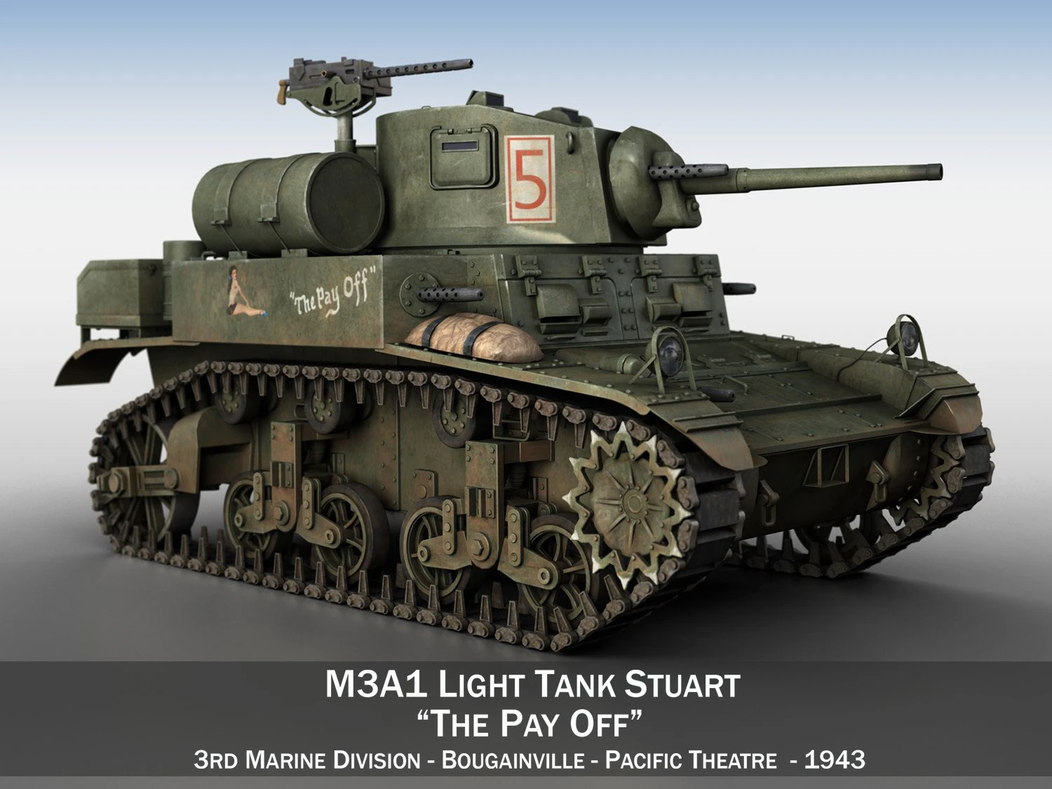 m3a1 light tank stuart - the pay off 3D Model .c4d .max .obj .3ds .fbx .stl .blend