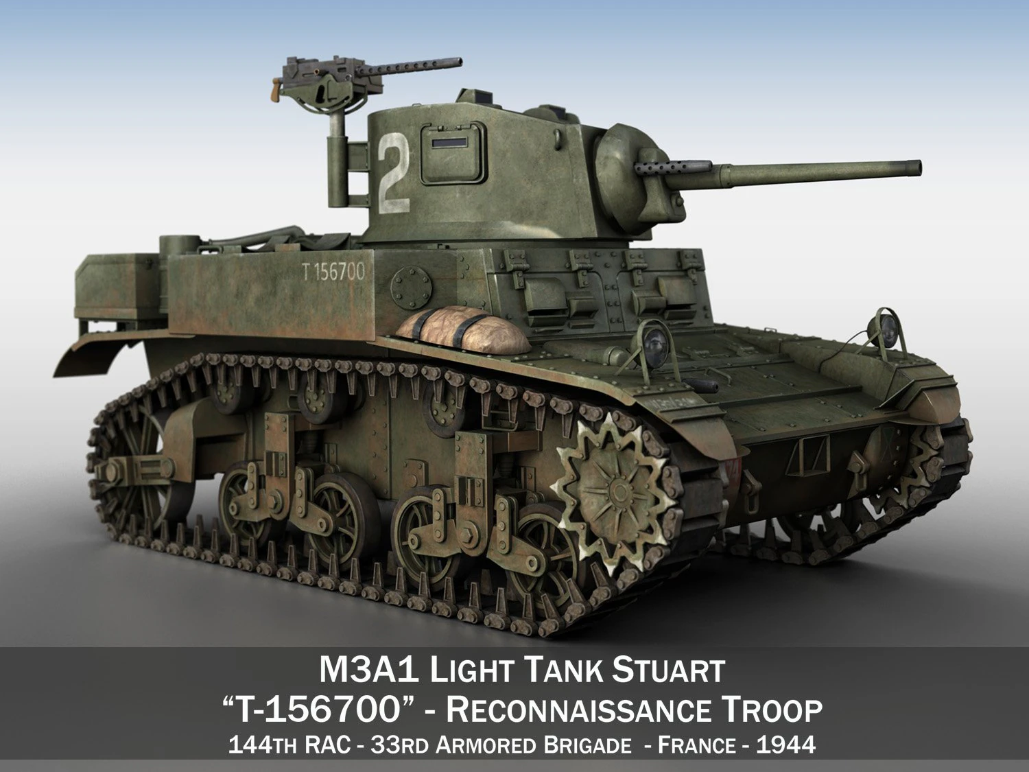 m3a1 light tank stuart - 156700 3D Model .c4d .max .obj .3ds .fbx .stl .blend