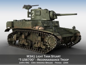 m3a1 light tank stuart - 156700 3D Model