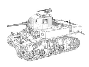 m3a1 light tank stuart - 156700 3D Model