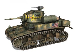 m3a1 light tank stuart - tiger 3D मॉडल