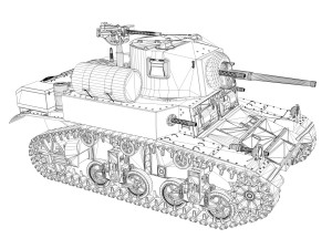 m3a1 light tank stuart - tiger 3D मॉडल