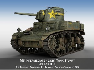 m3 light tank stuart - el diablo 3D 모델