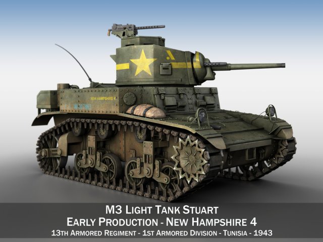 m3 light tank stuart - new hampshire 4 Modelo 3D .c4d .max .obj .3ds .fbx .stl .blend 