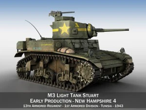 Carro armato leggero m3 stuart - new hampshire 4 Modello 3D