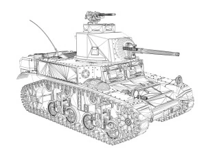 m3 light tank stuart - new hampshire 4 3D Model