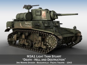 m3a1 light tank stuart - death-hell and destruction 3D मॉडल