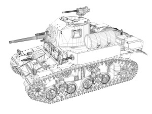 m3a1 light tank stuart - death-hell and destruction 3D Model