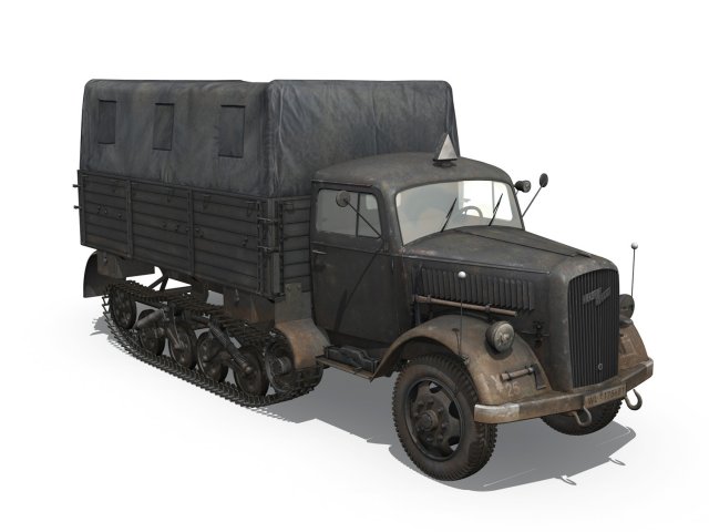 Download opel blitz maultier - half-truck cargo truck - 17 pzdiv 3D Model