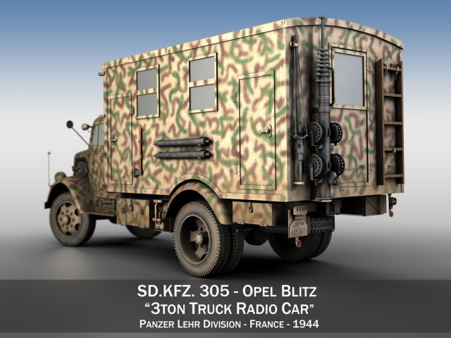 opel blitz - 3t truck with radiokoffer Modelo 3D .c4d .max .obj .3ds .fbx .stl .blend 