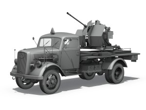 opel blitz with 2cm flak 38 3D Модель