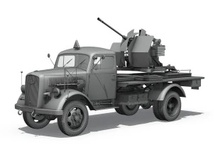 opel blitz with 2cm flak 38 3D Model