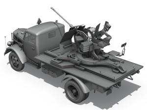opel blitz with 2cm flak 38 3D Модель