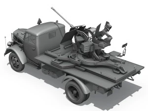 opel blitz with 2cm flak 38 3D Model
