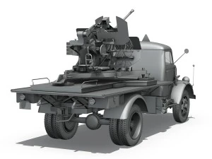 opel blitz with 2cm flak 38 3D Model
