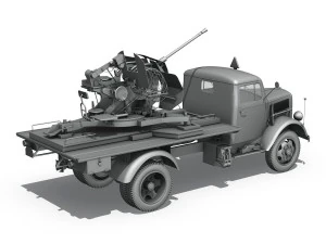 opel blitz with 2cm flak 38 3D Model