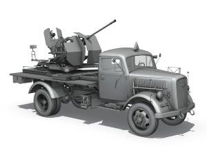 opel blitz with 2cm flak 38 3D Модель