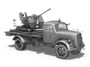 opel blitz with 2cm flak 38 3D Model