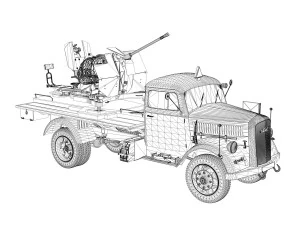 opel blitz with 2cm flak 38 3D Model