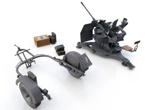 2cm flak 38 with sdah 51 - trailer - dhg 3D Model