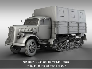 opel blitz maultier - half-truck cargo truck 3D Model