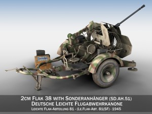2cm flak 38 with sdah 51 - trailer - fa81 3D Model