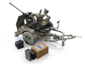 2cm flak 38 with sdah 51 - trailer - fa81 3D Model