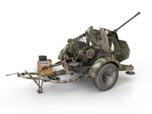 2cm flak 38 with sdah 51 - trailer - fa81 Model 3D