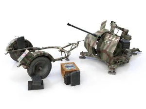 2cm flak 38 with sdah 51 - trailer - fa81 3D Model