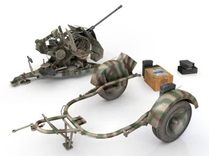 2cm flak 38 with sdah 51 - trailer - fa81 3D Model