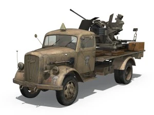 opel blitz with 2cm flak 38 - dak 3D Model
