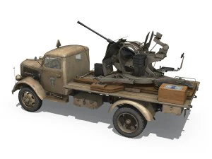 opel blitz with 2cm flak 38 - dak 3D Model
