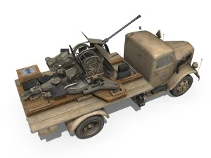 opel blitz with 2cm flak 38 - dak 3D Model