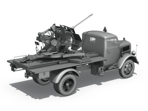 opel blitz with 2cm flak 38 - dak 3D मॉडल