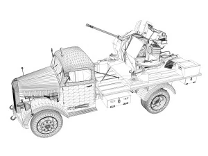 opel blitz with 2cm flak 38 - dak 3D Model